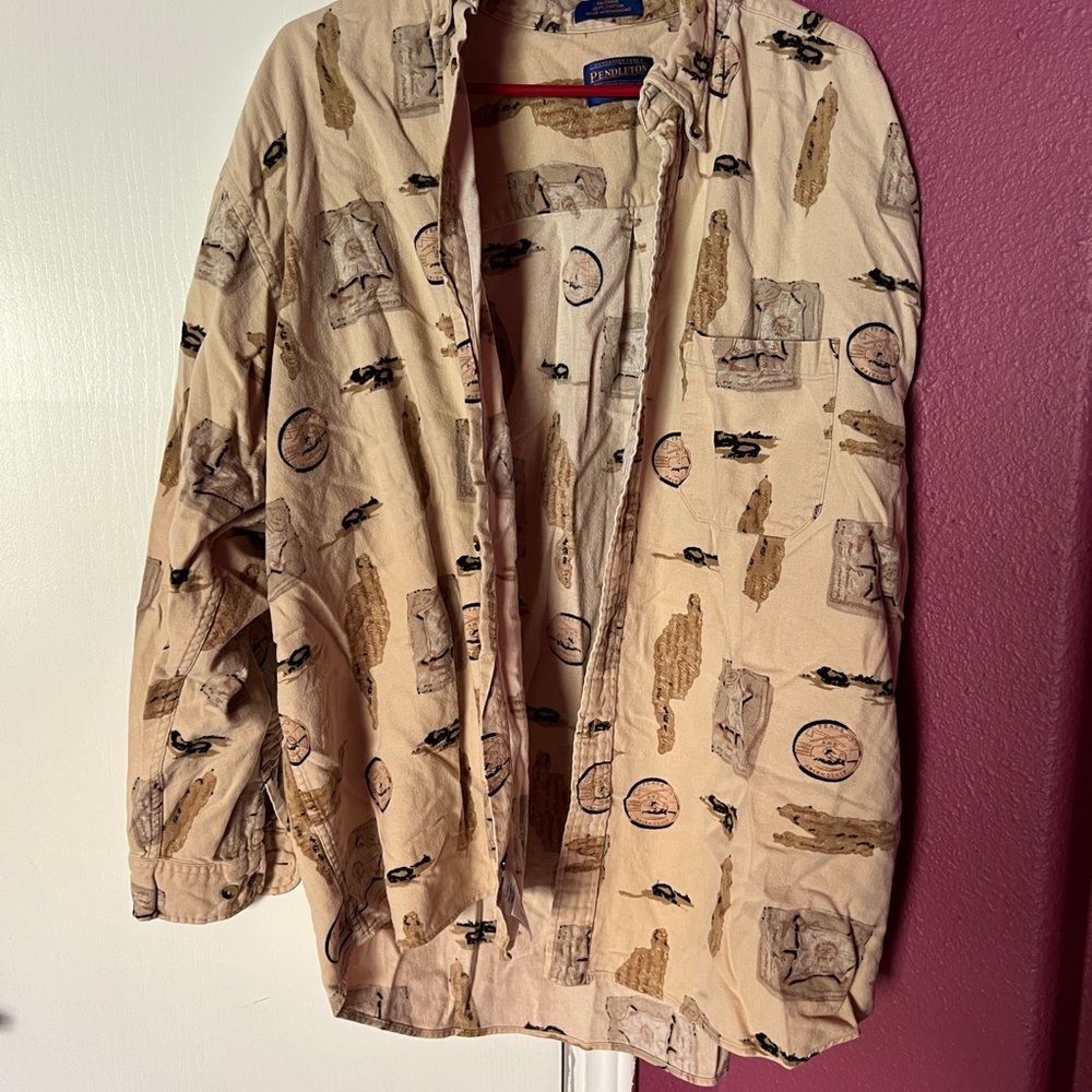 Pendleton Beige And Brown Patterned Shirt - image 1